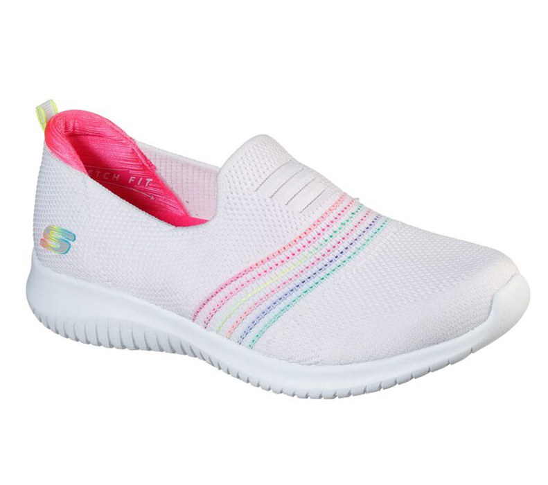 Skechers Ultra Flex - Serene Aura - Womens Slip On Shoes White/Multicolor [AU-VU2048]